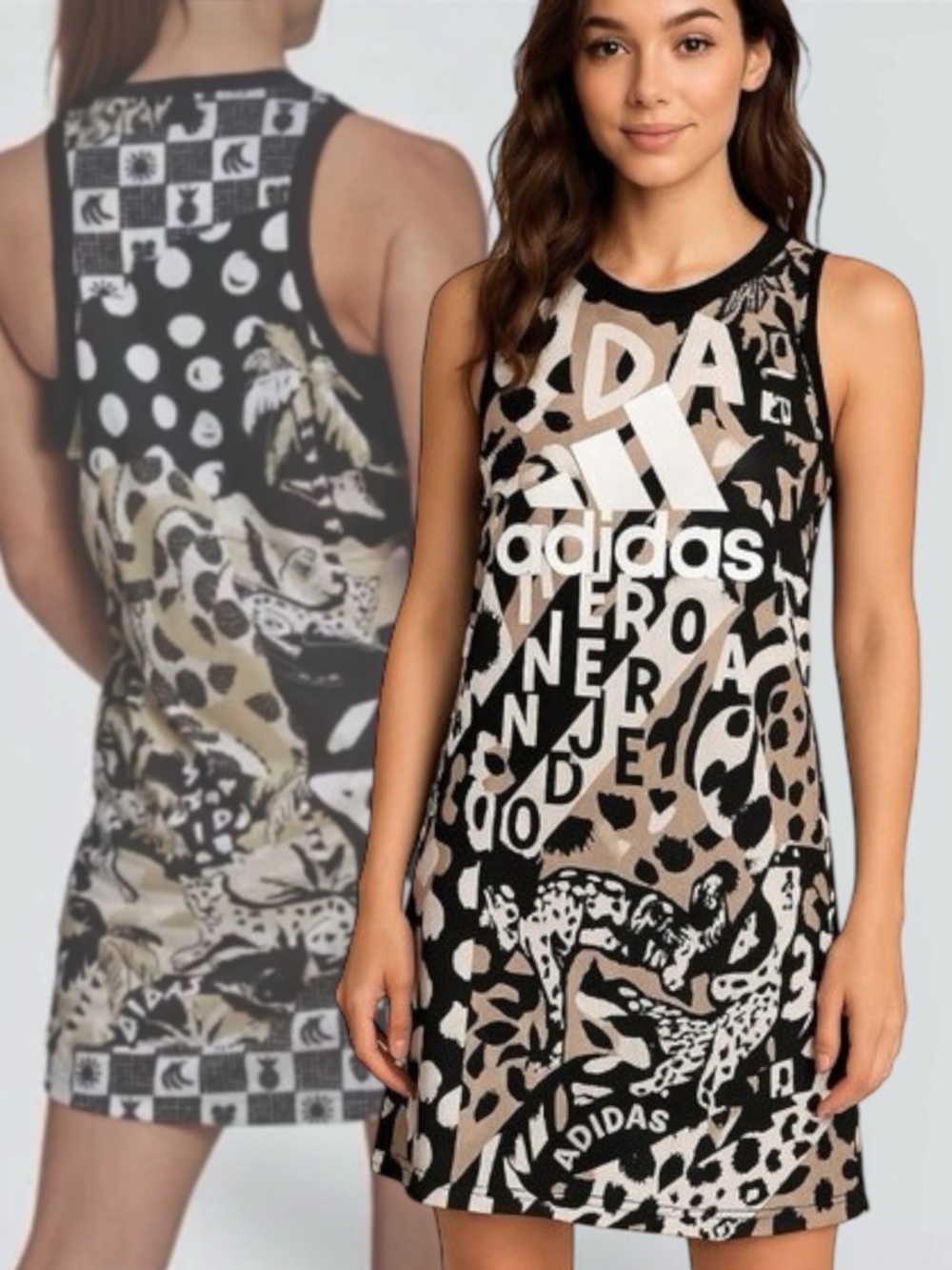 Adidas x Farm Rio Dress Aeroready Animal Graffiti Print Sleeveless Tank NWT S